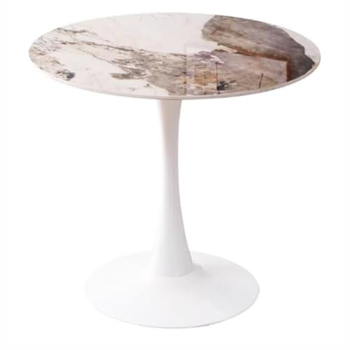 JHAISMAO Esstisch 60/70/80cm Rund Sockel Esszimmertisch Granit-Platte Metall-Sockelbein Tulpe Couchtisch Freizeit-Endtisch Für Wohnzimmer Cafe Und Küche(Color:60cm)