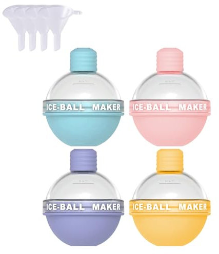Light Bulbs Ice Ball Molds, 4pcs Silicone Ice Ball Maker Creative DIY Round Ice Ball Moulds for Whiskey, Cocktails, Coffee, Drink