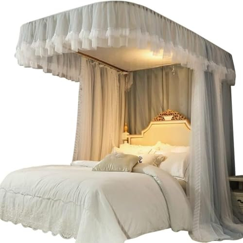 Betthimmel, U-förmiger, höhenverstellbarer Betthimmel, mit Halterungen, Keine Notwendigkeit, Bettvorhänge und Moskitonetze zu installieren (Größe: 150 x 210 x 210 cm)