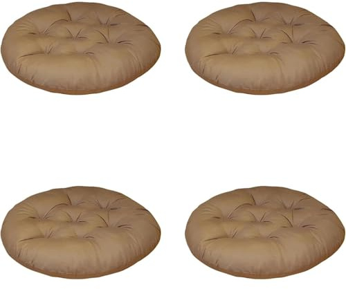 LSFYYDS 4 Stück waschbar Stuhlkissen 40x40 cm Rund Sitzkissen für Indoor und Outdoor Dicke Polsterung Bodenkissen (Braun)