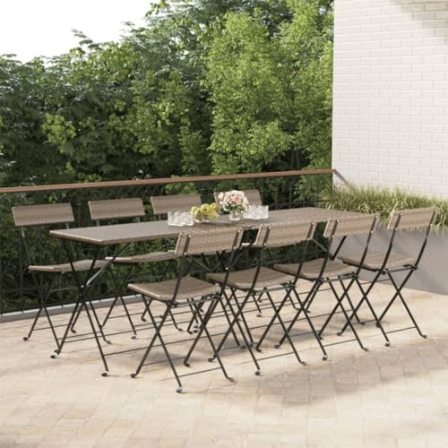 FUDUGEHMIOFWFJJ klappstuhl,gartenstühle stapelbar,gartenstühle hochlehner,Bistrostühle 8 STK. Klappbar Grau Poly Rattan und StahlGeeignet für Garten, Terrasse, Esszimmer