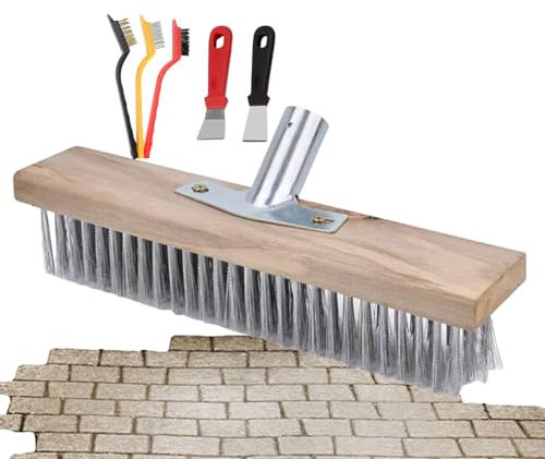 Balai d'extérieur, tête de balai en fil métallique robuste, tête de brosse à récurer en poils d'acier, tête de brosse de jardin extérieur, balai en métal avec douille pour manche en bois, balai de