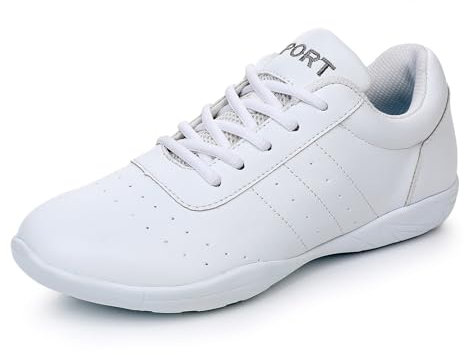 SWDZM Tanzschuhe Damen Training Cheerleading Schuhe Varsity Mädchen Tanz Sneaker Damen,Weiß,Gummisohle,35EU