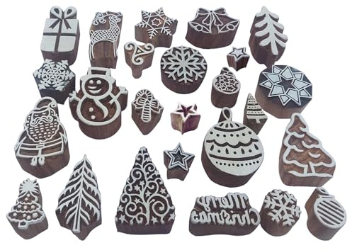 Royal Kraft Christmas Wooden Block Printing Stamps (Set of 25) Bulk01_25D