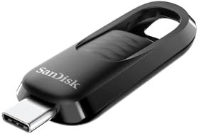 SANDISK Ultra Slider USB Type-C Flash Drive 512GB (Up to 400MB/s read speeds, USB 3.2 Gen 1 memory stick with fast performance, retractable connector, keyring) Black