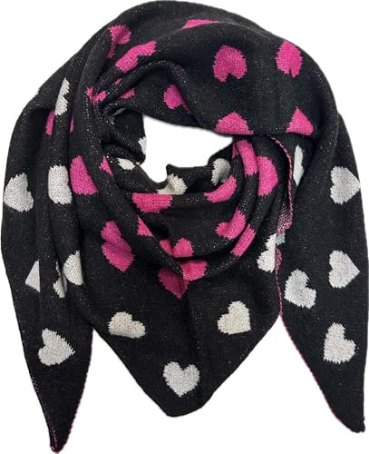 Jeamis Sciarpa triangolare XXL a forma di cuore, calda, invernale, alla moda, per autunno e primavera, sciarpa tubolare triangolare, Nero , 160 x 48 cm