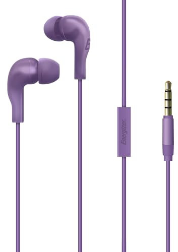 Energizer - Ecouteurs Intra-Auriculaires filaires, télécommande 1 Bouton de contrôle - Connectivité: câble Jack 3,5 mm – Couleur : Violet