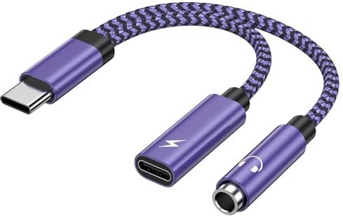 Adaptateur USB C vers Jack pour Samsung,2 en 1 Adaptateur Type C vers 3,5mm | Adaptateur USB C jack, compatible avec 17/16/15 Pro, Samsung Galaxy S26 S25, S24, S23, A45, A55, Xiaomi