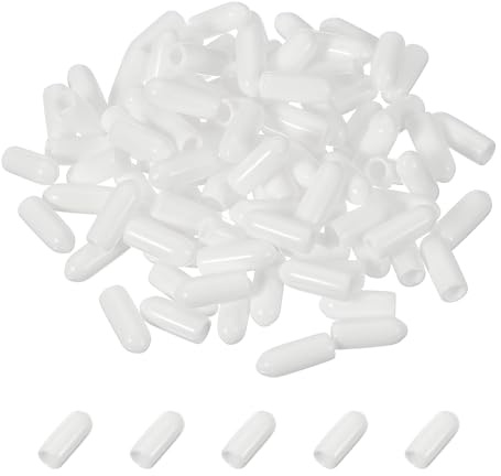 sourcing map Stecktafel-Haken, Gummi-Endkappen, flexible Zinken, Endkappen, Abdeckung für Stecktafel, Geschirrspüler, Weiß, 25 mm lang, 4 mm Innendurchmesser, 100 Stück