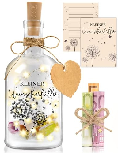 Hiipeefeel Wunscherfüller Geldgeschenke Verpackung, LED Flaschenlicht | Geburtstag Weihnachten Jugendweihe Reisen Konfirmation Geschenke, Lustige Geburtstagsgeschenk für Frauen Männer Freundin
