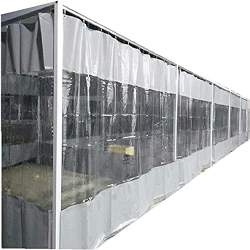 Panel de cortina lateral impermeable de PVC transparente para uso en exteriores, toldo para pérgola de jardín, terraza, gris, 1,5 x 2 m, resistente a la intemperie, privacidad, fácil instalación