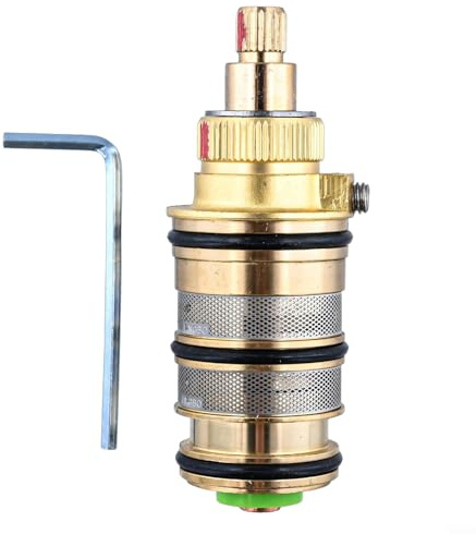 Brass Bath Shower Thermostat Mixing Valve, Temperature Control Shower Rod Faucet, 20-48°C Range, Safety Override at 38°C, Easy Installation, Gold Finish, for Built-in & Exposed Systems