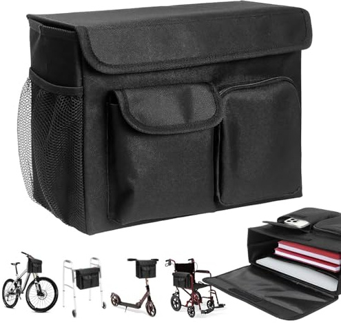 Wheelchair Bag, Mobility Scooter Bag with 14 Inches Laptop Pocket and 2 Cup Holders for Electric Scooter Bag, Suitable for Wheelchairs and Rollators,Electric Scooters
