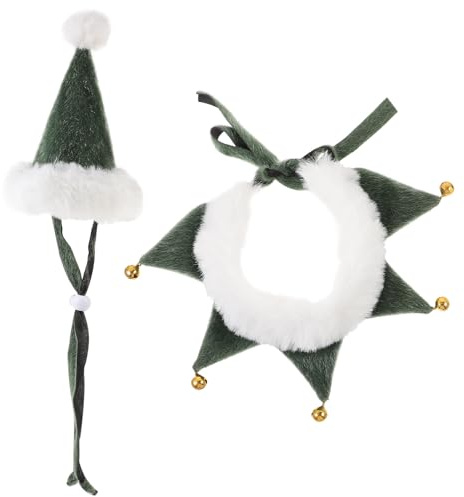 SHINEOFI Weihnachts-hundemütze mit Glöckchen, Katzenmütze mit Und Schal für Feiertagspartys, Weicher Polyester-halsschmuck für Hunde Und