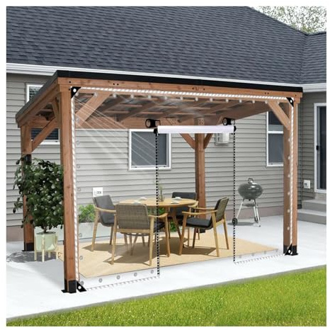 ZHENGQIAN Transparent seitenwand mit Reißverschluss,0.5mm Durchsichtige wasserdichte Plane,PVC Winddicht Vorhang,Allzweckplane,für Garage Terrassen Gartenlauben Balkon(H1xW1M/H3.28xW3.28ft)