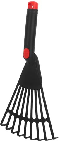 MOTHNUR Râteau à Feuilles en Plastique Léger, Petit Râteau de Jardin 27 Cm, Outil de Jardinage pour Parterres de Fleurs et Ramassage des Feuilles, Manche Court Ergonomique, Polyvalent