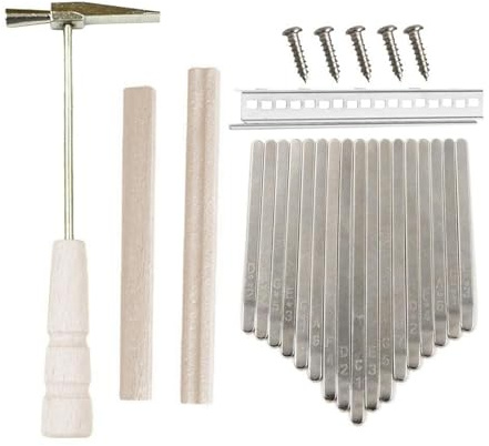 17-Tasten-Kalimba-Bausatz mit Ersatzschlüsseln, Steg, Stimmhammer und wichtigem Zubehör