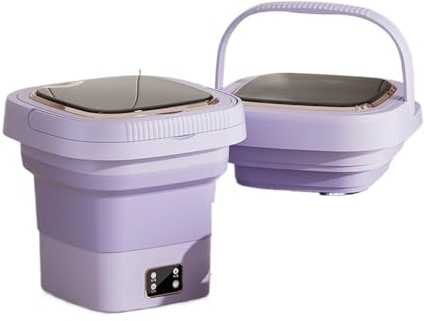 Lavatrice pieghevole da 9 litri con display LCD Centrifuga automatica for calzini intimi Mini centrifuga portatile(Purple,UK)