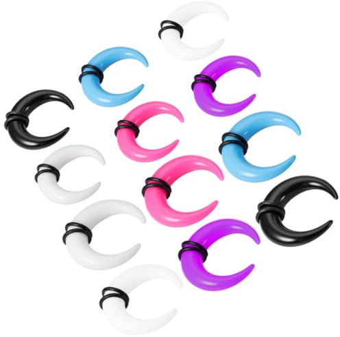 MAJORMENCH Anillos para Piercing de Cartílago y Tabique Nasal Acrílicos 12 Piezas 2mm y 3mm Colores, Transparente, y Morado Kit de Dilatadores para Oreja y Nariz