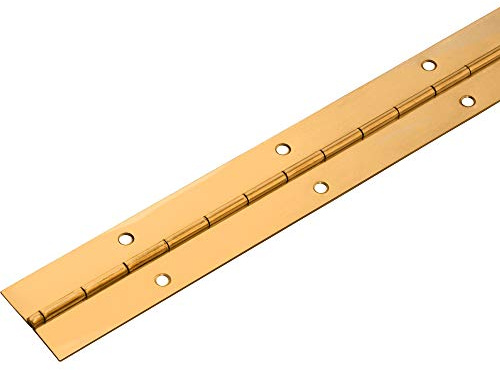 Gedotec Charnière Meuble Piano à Vis - Meuble de Cuisine, Volet, Piano, Placard, Armoire, Coffre, Porte, Cercueil - Usage Polyvalent - Acier Couleur Laiton -32 x 410 mm - Entraxe : 15 mm - 1 Pièce