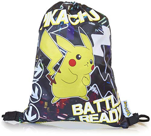 Zaino Fluorescente Pokémon Scuola | Grande Zaino Con Pikachu | Cartella per Bambini, Adolescenti, Ragazzi, Zainetto da Viaggio, Sacca Sportiva, Palestra Con Lettere Fluorescente (Sacca sportiva)