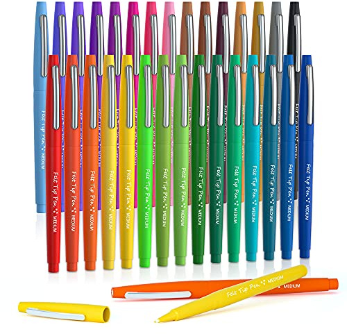 Lelix 30 Colors Felt Tip Pens, Medium Point Assorted Markers Pens For Journaling, Writing, Note Taking, Planner Coloring, Perfect for Art Office and School Supplies