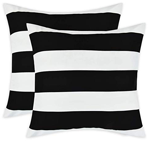 Alishomtll 2er Set Streifen Kissenbezug 50x50 cm Kissenhülle Weiche Dekorative Kissenbezüge Set Couchkissen Bezug mit Reißverschluss für Sofa Schlafzimmer, Schwarz Weiß