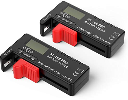2 Pieces Digital LCD Universal Battery Tester (Model: Bt - 168 PRO), Portable Battery Checker Battery Tester for AA AAA C D 9V 3.7V 1.5V Button Cell