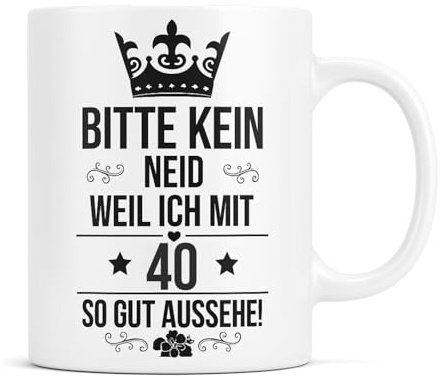 Tasse zum 40 Geburtstag Jahrgang 1986 geboren Keramik 375 Milliliter Mann Frau