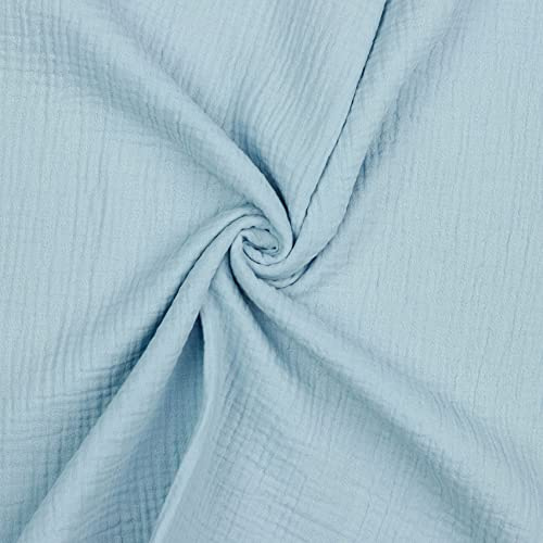 VmG-Store Double Gauze Musselin Stoff Tex Zertifiziert Uni Meterware über 40 Farben 100% Baumwolle (031 I Blau, 100 x 135cm)
