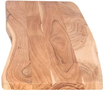 SAM Tischplatte 100x40 cm Curtis, Holzplatte Akazienholz massiv + naturfarben + lackiert, Baumkanten-Platte für Heimwerker, Arbeitsplatten, Tische & Fensterbretter
