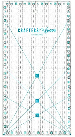 Crafters Dream Quilting Rulers - Transparent Acrylic Non Slip Quilt & Patchwork Ruler with Clear Black Lines & 30, 45 & 60 Degree Angles (15.5cm x 30.5cm)