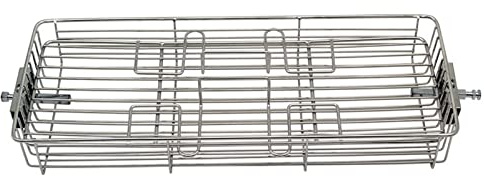 FUFRE Panier de Cuisson Tourne Broche d'acier Inoxydable, Grille Poisson Barbecue, Panier de Cuisson Plat pour Viande Poisson Fruits et Légumes Pain, pour Barbecue et Four (26,6x12,1x4,7cm)