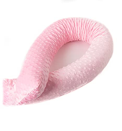 Bebeloo Sidosovskudde, nackrulle, gosig orm, amningskudde, dragstoppare, Minky Oeko-TEX (rosa, 180 cm)