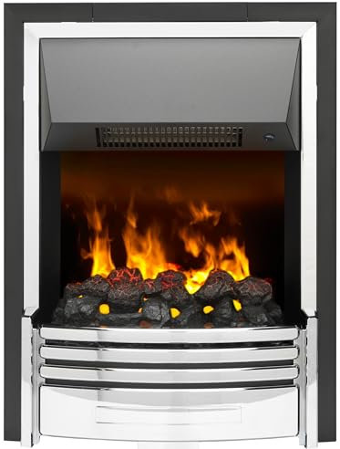 Dimplex Pomona Optimyst Water Vapour Inset Electric Fire, Real Flame Effect, Brass Fireplace, Coal Fuel Bed, 1000W/2000W Fan Heater, Energy Efficient Flame Only, Thermostatic, Remote Control