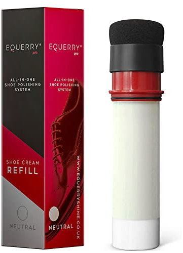 Equerry Pro Shoe Cream Refill - 50ml | Leather Shoe Care, Polish & Protect Cream with Integrated Premium Sponge Applicator for Colour Restoration & Even Distribution | Italian Shoe Cream | Neutral