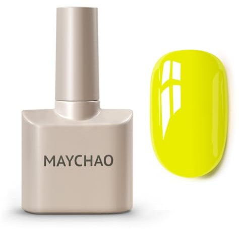 MAYCHAO 15ML Halloween Gel Nail Polish - Neon Yellow, UV LED Bright Yellow, DIY at Home, 0.5 OZ