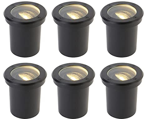 Qazqa Modern außen Bodenstrahler, Bodeneinbaustrahler für den Garten - Delux - Schwarz, max. 50W, Geeignet für LED, 13cm, IP65, Rund