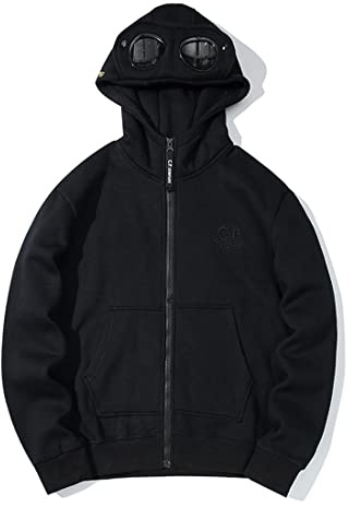 F6QUM Felpa con cappuccio unisex con cappuccio e cerniera con cappuccio e decorazione per occhiali da sole