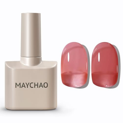 MAYCHAO Jelly Gel Nail Polish -15ML Blush Pink Jelly Gel Polish Soak Off UV LED Nude Pink Nail Polish for DIY Manicure Home Salon Nail Art