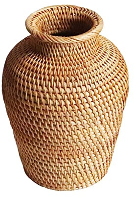 Rattan Vase Woven Flower Vase Country Rustic Style Flower Basket for Home Hotel Decor