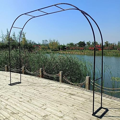 SEVSO Arche De Jardin en Fer Forgé Largeur du Passage 120Cm 140Cm 180Cm 240Cm 300Cm 350Cm Arceau À Rosiers Tonnelle pour Mariage Vigne Support De Plantes,Noir,W3M*H2.2M