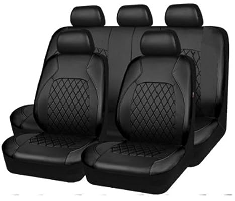 EGNIAN Leder Autositzbezüge Sets für Skoda Fabia PJ NJ 5J 3T4 3T5 6Y 6Y2 6Y5 2000 2001 2002 2003 2004 2005 2006 2007 2008 2009-2025, Allwetter Wasserdicht, Bequem Sitzkissen Innenraum Zubehör