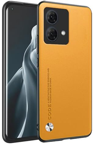 HONLEN Funda para Motorola Moto Edge 40 Neo (6.55 Inches) Carcasa de Negocios Respaldo de Cuero Amarillo