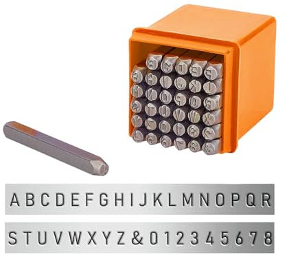 37-teiliges Zahlen- und Buchstabenstempelset 1/4 (6 Mm) (A-Z & 0-9 + Herz), Stanzwerkzeug aus Kohlenstoffstahl mit Aufbewahrungsbox, Perfekt Zum Bedrucken von Metallstempelset, Kunststoff, Holz, Leder