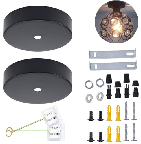 PETITES ECREVISSES 2 pezzi Rosone Lampadario in Metallo Lampada a Baldacchino Rosone per Lampadario da Soffitto Fissaggio Plafoniera con tutti gli accessori di montaggio