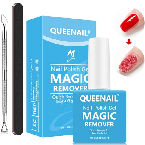 nailpretty 1 PCS 15 ml Quitaesmalte Gel, Quita Esmalte Semipermanentes Para Uñas, Rápidamente Removedor Esmalte Semipermanente, Con 2 PCS Empujador De CutíCula