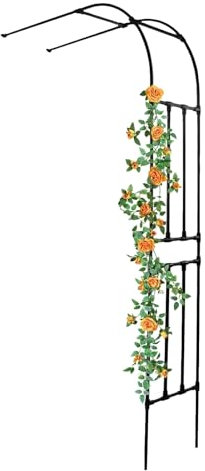 LIYI929GP Metall Rosenbogen Garten Halbbogen Rankhilfe Rankgitter, 240cm Witterungsbeständig Gartenbogen Gartenlaube Stabiler, Halb-rosenbogen Pergola Rankgitter Torbogen Für Kletterpflanzen