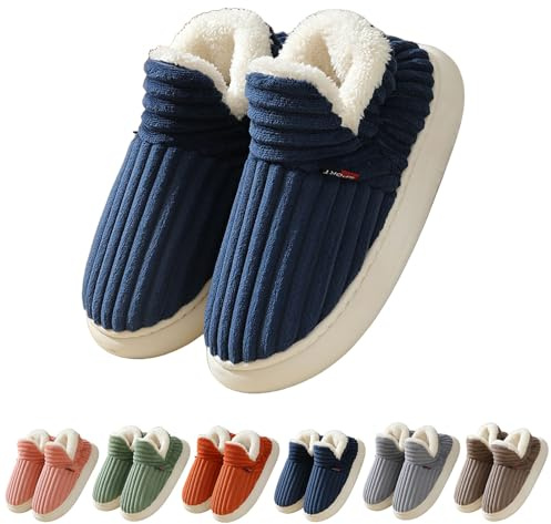 Chaussons Femme Hiver Chaud, Chaussons Chauds Et Douillets En Forme De Nuage Pour Homme Et Femme, Pantoufles D'Hiver Chaudes Et Pelucheuses Pour La Maison (42-43,Blue)