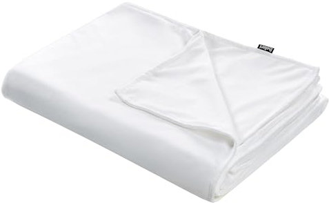 Beliani Modern Duvet Weighted Blanket Cover Polyester Fabric 135 x 200 cm Solid Pattern White Rhea